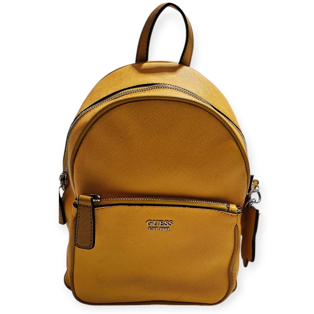 Guess Backpac Yellow Vegan Leather Medium Backpack